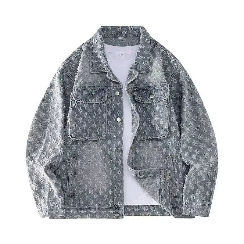 Fashion Stylish Luxury Clothing Loose-Fitting Jacket for Casual Cotton Suitable Spring and Autumn Water-Washed Jacquard Jacket