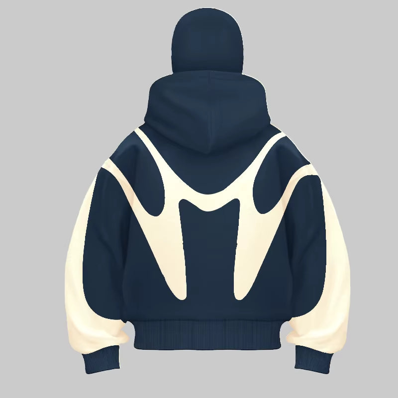 Traf 2024 Autumn/Winter New Color Blocked Hip Hop Hoodie Warm and Windproof Ninja Mask Design Y2K Versatile Double Hat Hoodie