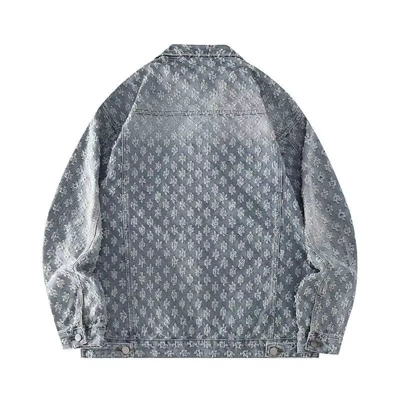 Fashion Stylish Luxury Clothing Loose-Fitting Jacket for Casual Cotton Suitable Spring and Autumn Water-Washed Jacquard Jacket
