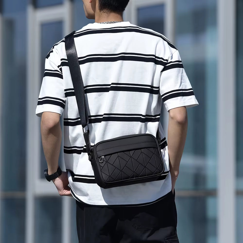 Fashion Men‘S Small Shoulder Bag High Quality PU Leather Male Handbag Casual Male Day Shopping Messenger Bag Phone Bag