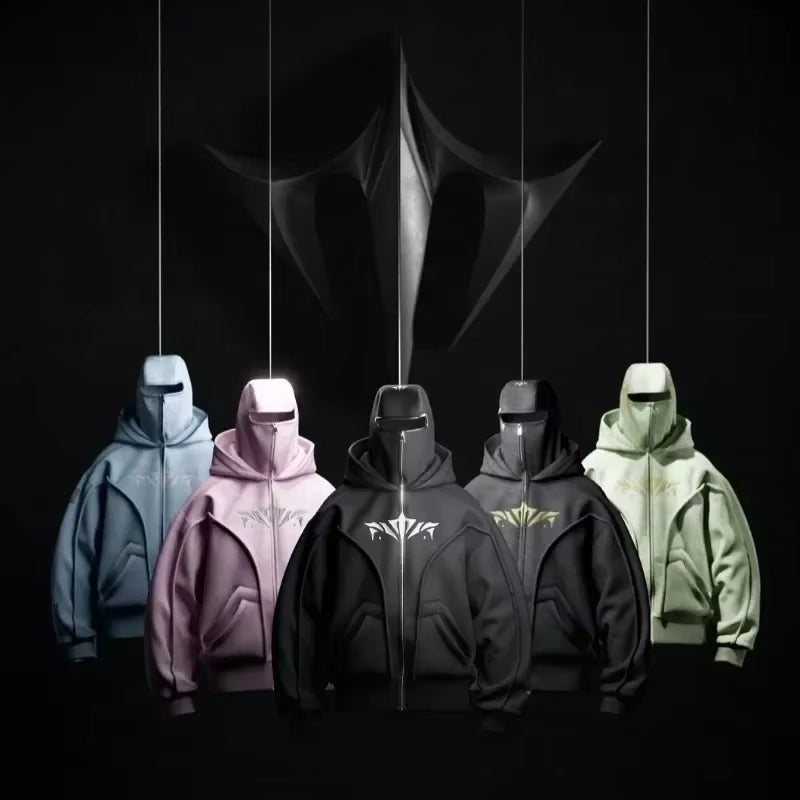 Y2K Zip up Hoodie New Harajuku Ninja Hoodie High Quality Sweatshirt 2000S Vintage Gothic Casual Men Women Hip Hop Streetwear Top
