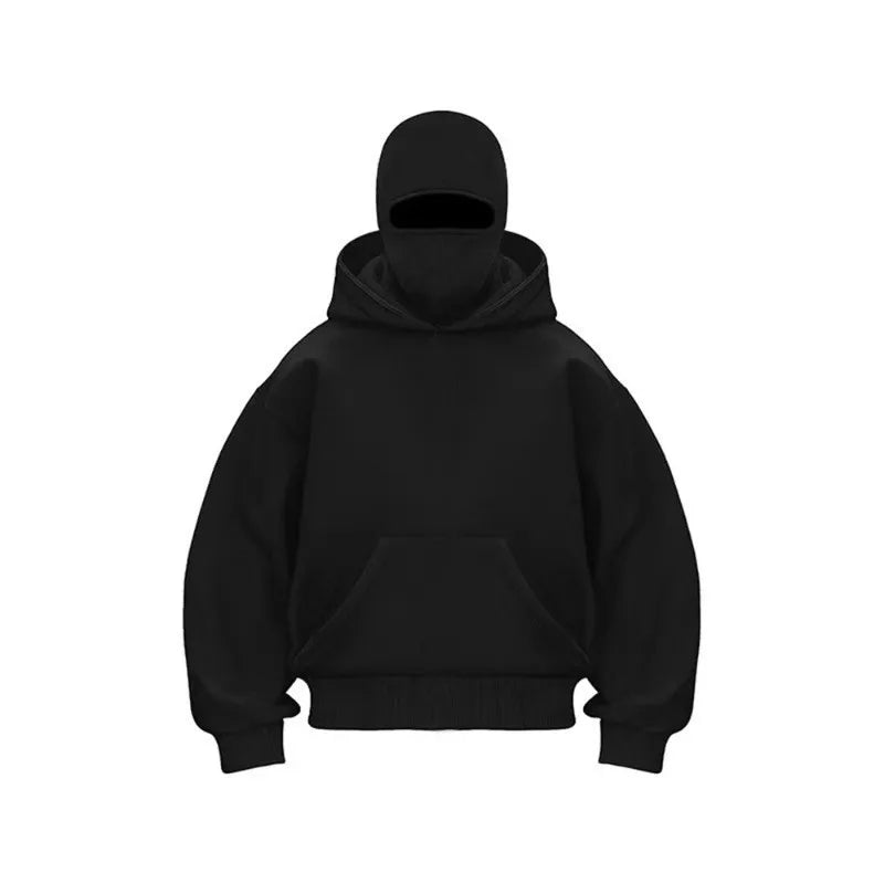 2025 Hot New Men'S Balaclava Hoodies Half Zip up Pullover Double Hooded Fleece Sweatshirt Unisex Fall Winter Outfits for Men