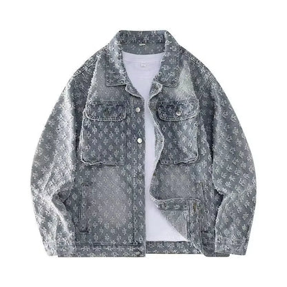Fashion Stylish Luxury Clothing Loose-Fitting Jacket for Casual Cotton Suitable Spring and Autumn Water-Washed Jacquard Jacket