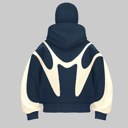 Traf 2024 Autumn/Winter New Color Blocked Hip Hop Hoodie Warm and Windproof Ninja Mask Design Y2K Versatile Double Hat Hoodie