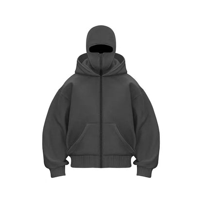 2025 Hot New Men'S Balaclava Hoodies Half Zip up Pullover Double Hooded Fleece Sweatshirt Unisex Fall Winter Outfits for Men