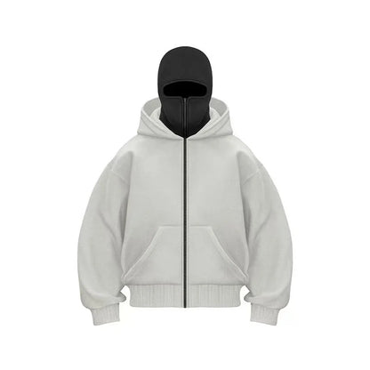 2025 Hot New Men'S Balaclava Hoodies Half Zip up Pullover Double Hooded Fleece Sweatshirt Unisex Fall Winter Outfits for Men