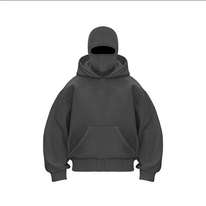 2025 Hot New Men'S Balaclava Hoodies Half Zip up Pullover Double Hooded Fleece Sweatshirt Unisex Fall Winter Outfits for Men