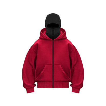 2025 Hot New Men'S Balaclava Hoodies Half Zip up Pullover Double Hooded Fleece Sweatshirt Unisex Fall Winter Outfits for Men