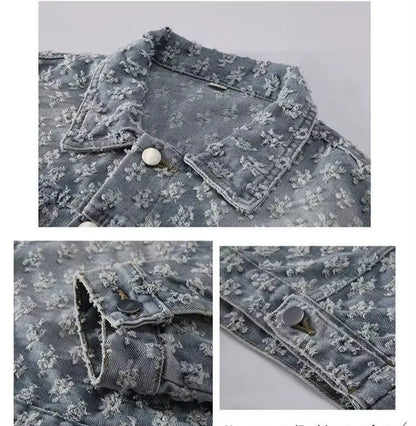 Fashion Stylish Luxury Clothing Loose-Fitting Jacket for Casual Cotton Suitable Spring and Autumn Water-Washed Jacquard Jacket